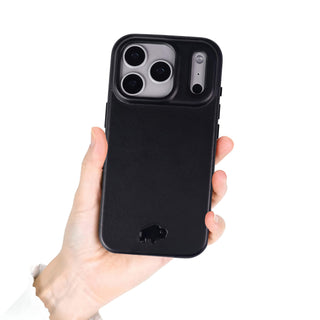 Harlan Full - Grain Leather Snap - On Case – iPhone 17 Pro Max, Black - BlackBrook Case