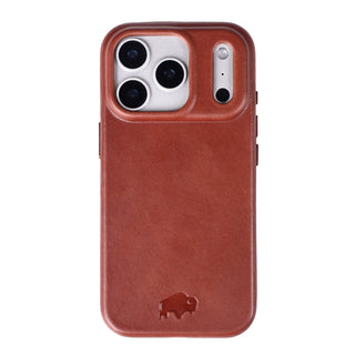 Harlan Full - Grain Leather Snap - On Case – iPhone 17 Pro Max, Brown - BlackBrook Case