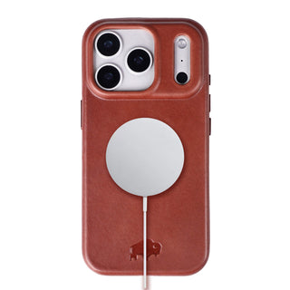 Harlan Full - Grain Leather Snap - On Case – iPhone 17 Pro Max, Brown - BlackBrook Case