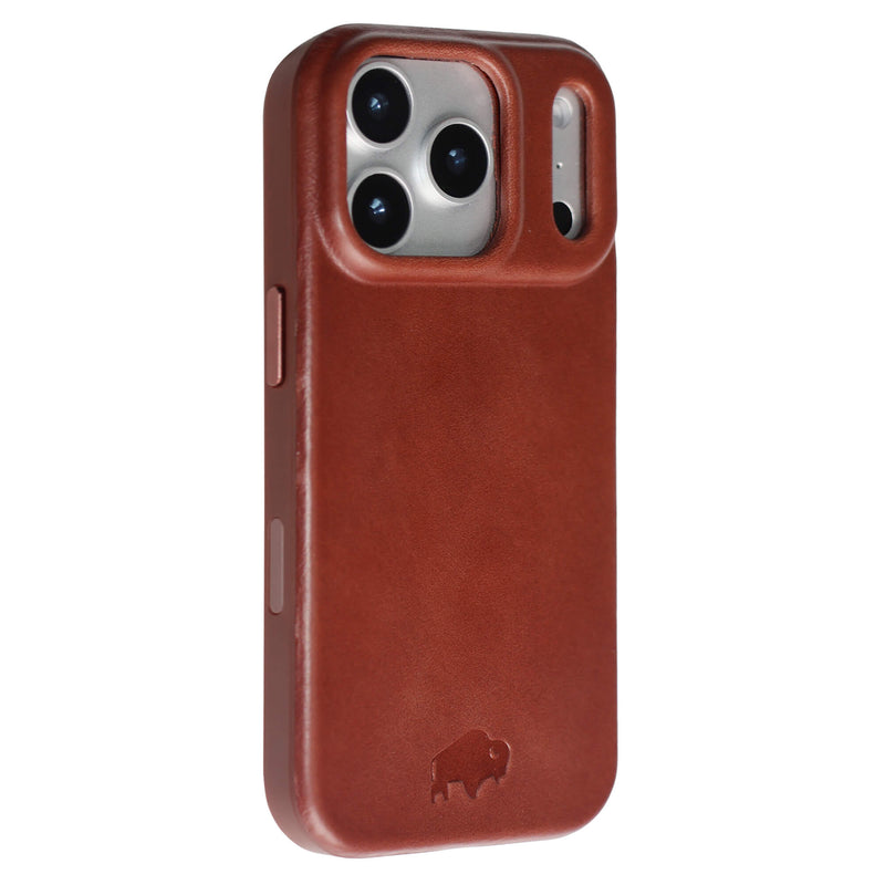 Harlan Full - Grain Leather iPhone 17 Pro Max Case, Brown - BlackBrook Case