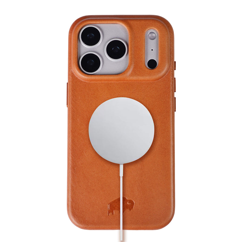 Harlan Full - Grain Leather iPhone 17 Pro Max Case, Tan - BlackBrook Case