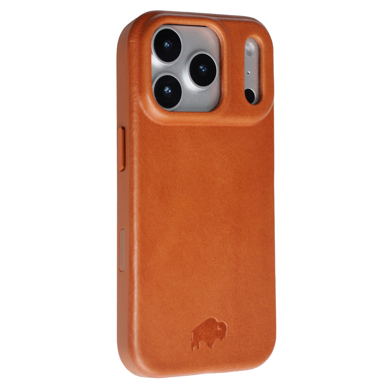 Harlan Full - Grain Leather iPhone 17 Pro Max Case, Tan - BlackBrook Case