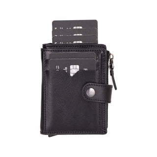 Harlow Full‑Grain Leather Pop‑Up Card Holder, Black - BlackBrook Case