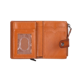 Harlow Full‑Grain Leather Pop‑Up Card Holder, Rustic Tan - UnBranded