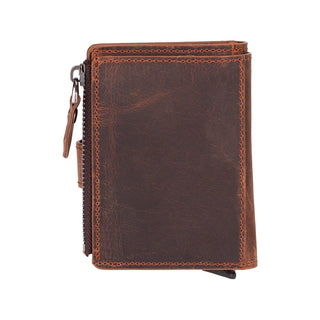 Harlow Full‑Grain Leather Pop‑Up Card Holder, Saddle Brown - BlackBrook Case