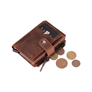 Harlow Full‑Grain Leather Pop‑Up Card Holder, Saddle Brown - BlackBrook Case