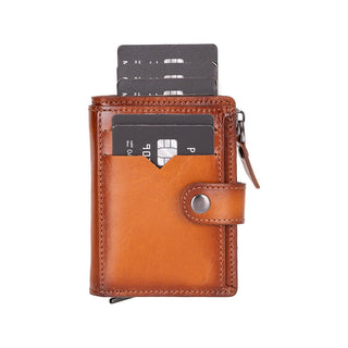 Harlow Pop - up Leather Card Holder, Tan - UnBranded