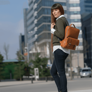 Hazel Premium Leather Backpack – Burnished Tan - BlackBrook Case