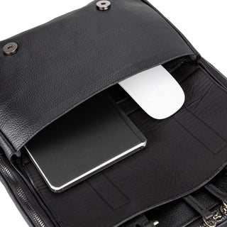 Hazel Premium Leather Backpack –Pebble Black - BlackBrook Case