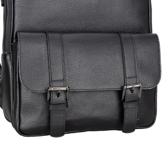 Hazel Premium Leather Backpack –Pebble Black - BlackBrook Case