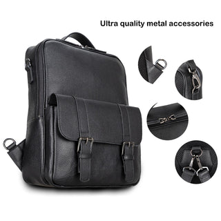 Hazel Premium Leather Backpack –Pebble Black - BlackBrook Case