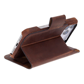 iPhone 17 Pro Leather Wallet Case - Burkley Classic 2-in-1 Detachable Folio, Saddle Brown - BlackBrook Case