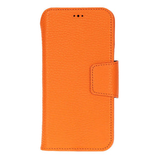 iPhone 17 Pro Max Leather Wallet Case - Burkley Classic 2-in-1 Detachable Folio, Pebble Orange - BlackBrook Case