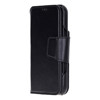 iPhone 17 Pro Max Leather Wallet Case - Burkley Classic 2-in-1 Detachable Folio, Rustic Black - BlackBrook Case