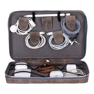 Leather Travel Cable Organizer – Brown - BlackBrook Case