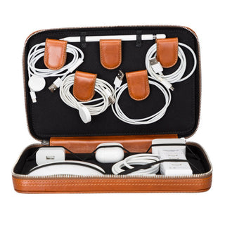 Leather Travel Cable Organizer – Brown - BlackBrook Case
