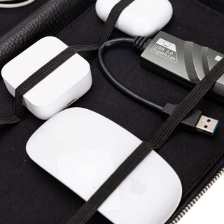 Leather Travel Cable Organizer – Pebble Black - BlackBrook Case