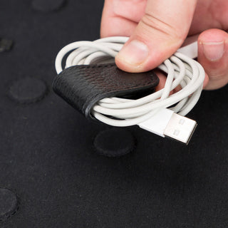 Leather Travel Cable Organizer – Pebble Black - BlackBrook Case