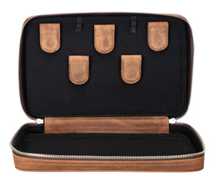 Leather Travel Cable Organizer – Saddle Brown - BlackBrook Case