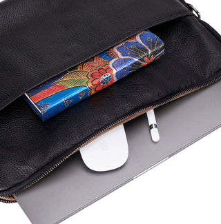 Leeds Slim Leather Laptop / Tablet Sleeve, Black - UnBranded