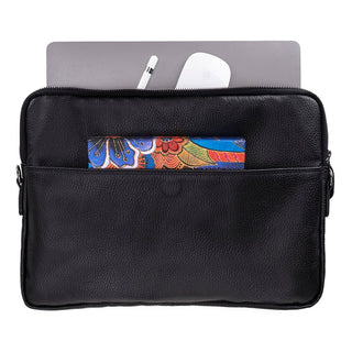Leeds Slim Leather Laptop / Tablet Sleeve, Black - UnBranded