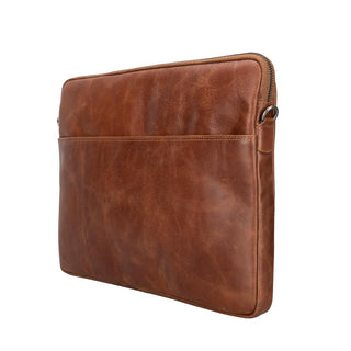 Leeds Slim Leather Laptop / Tablet Sleeve, Brown - BlackBrook Case