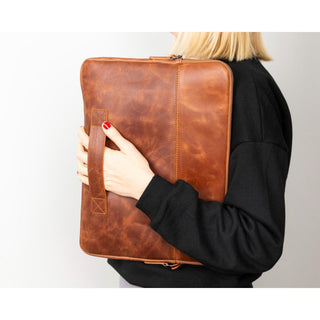 Leeds Slim Leather Laptop / Tablet Sleeve, Brown - BlackBrook Case
