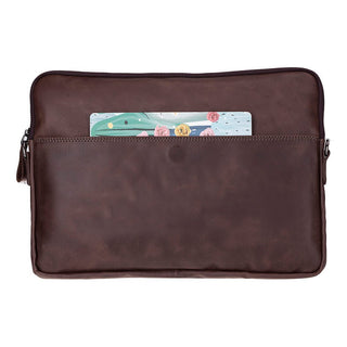 Leeds Slim Leather Laptop / Tablet Sleeve, Dark Brown - UnBranded