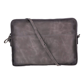 Leeds Slim Leather Laptop / Tablet Sleeve, Gray - UnBranded