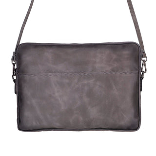 Leeds Slim Leather Laptop / Tablet Sleeve, Gray - UnBranded