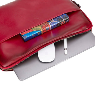 Leeds Slim Leather Laptop / Tablet Sleeve, Red - UnBranded