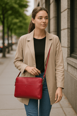 Leeds Slim Leather Laptop / Tablet Sleeve, Red - UnBranded