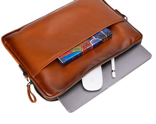 Leeds Slim Leather Laptop / Tablet Sleeve, Tan - UnBranded
