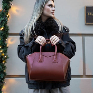 Lorenza Leather Women's Bag, Medium, Bordeaux - BlackBrook Case