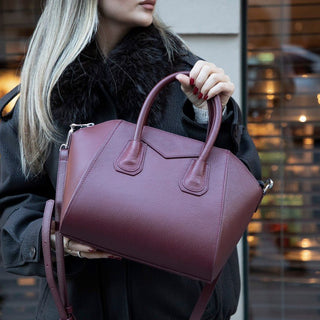 Lorenza Leather Women's Bag, Medium, Bordeaux - BlackBrook Case