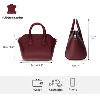 Lorenza Leather Women's Bag, Medium, Bordeaux - BlackBrook Case