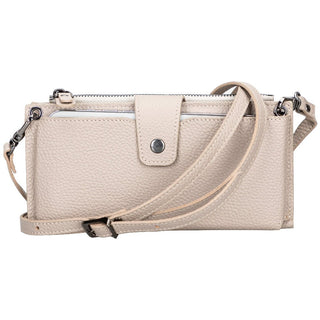 Lozan Full‑Grain Leather Crossbody Wallet – Beige - UnBranded