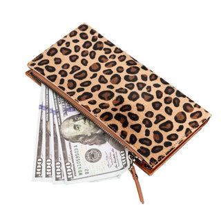 Lozan Full‑Grain Leather Crossbody Wallet – Leopard - UnBranded