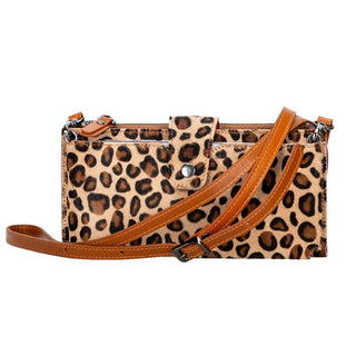 Lozan Full‑Grain Leather Crossbody Wallet – Leopard - UnBranded