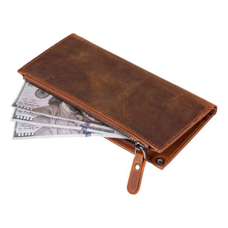 Lozan Full‑Grain Leather Crossbody Wallet – Saddle Brown - UnBranded