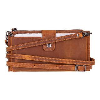 Lozan Full‑Grain Leather Crossbody Wallet – Saddle Brown - UnBranded