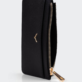 Lucca Women’s Leather Card Holder with Zipper – Mapi Edition, Black - Mapi
