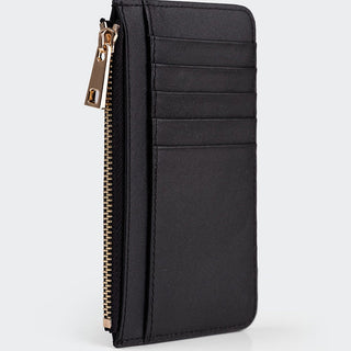 Lucca Women’s Leather Card Holder with Zipper – Mapi Edition, Black - Mapi