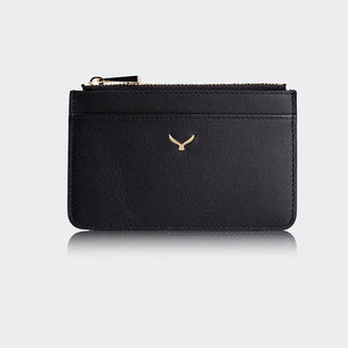 Lucca Women’s Leather Card Holder with Zipper – Mapi Edition, Black - Mapi