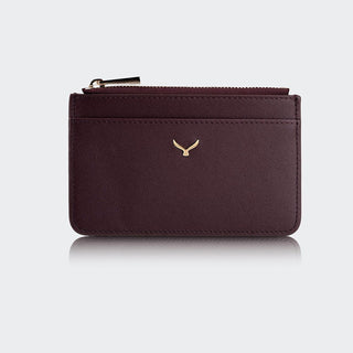 Lucca Women’s Leather Card Holder with Zipper – Mapi Edition, Burgundy - Mapi