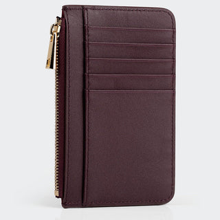 Lucca Women’s Leather Card Holder with Zipper – Mapi Edition, Burgundy - Mapi
