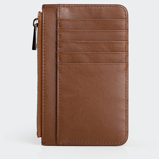 Lucca Women’s Leather Card Holder with Zipper – Mapi Edition, Camel - Mapi