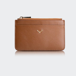 Lucca Women’s Leather Card Holder with Zipper – Mapi Edition, Camel - Mapi