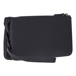 Majeste Leather Clutch Bag, Pebble Black - UnBranded