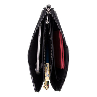 Majeste Leather Clutch Bag, Pebble Black - UnBranded